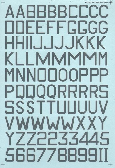 48022 Decal - RAF m/s/grey 24" and 30" Code Letters and Numbers (2 decal sheets)