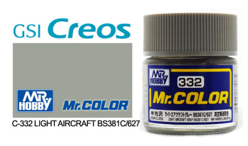 GNZC332 Semi Gloss Light Aircraft Gray BS381C 627 10ml , GSI Mr. Color
