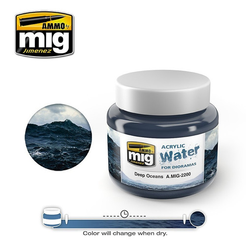 (SO) AMM2200 AMMO by Mig Acrylic Water for Dioramas - Deep Oceans (250ml)