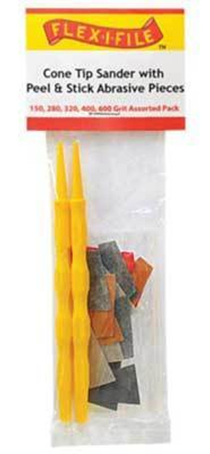 CS321 Cone Tip Sander with Peel & Stick Abrasive Pieces - Assorted Grits