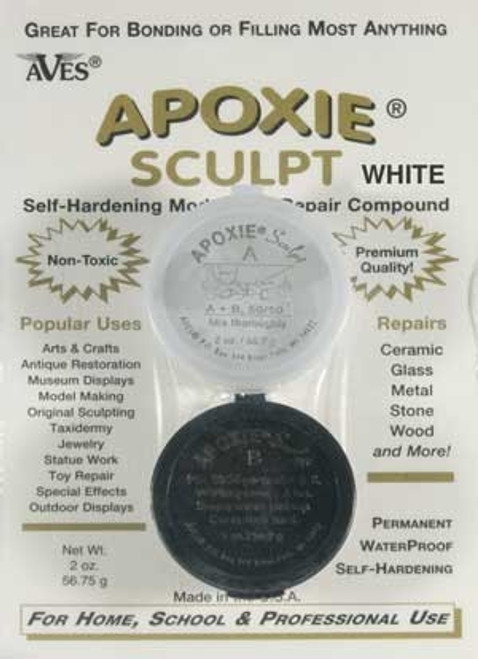 AVES APOXIE AVX-1371 Apoxie Sculpt White 2-Part Self-Hardening (Net wt. 4oz.)