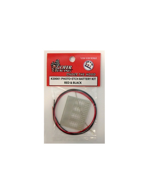 20001 Photo-Etch Battery Detail Set w/Cable Wire Red & Black 1/24-1/25