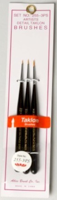 ABS255-3PS: 5/0,10/0,20/0 Taklon Detailing Brushes (3)