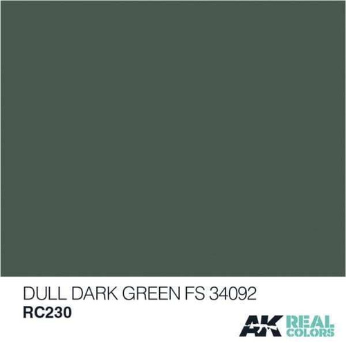 RC230 Real Colors  Dull Dark Green FS 34092 Acrylic Lacquer Paint 10ml Bottle 8436564925312