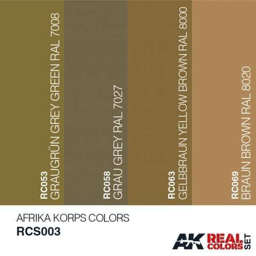 RCS3 Real Colors  Afrika Korps Acrylic Lacquer Paint Set (4) 10ml Bottles RCS3 Real Colors  Afrika Korps Acrylic Lacquer Paint Set (4) 10ml Bottles
