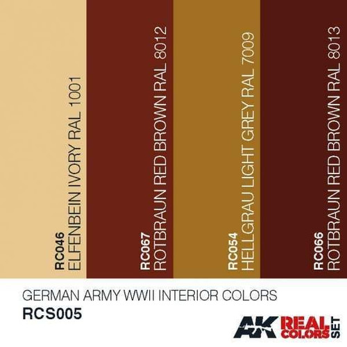 RCS5 Real Colors  German Army WWII Interior Acrylic Lacquer Paint Set (4) 10ml Bottles RCS5 Real Colors  German Army WWII Interior Acrylic Lacquer Paint Set (4) 10ml Bottles