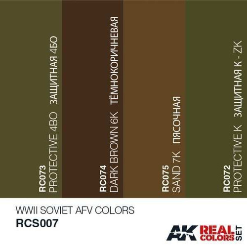 RCS7 Real Colors  WWII Soviet AFV Acrylic Lacquer Paint Set (4) 10ml Bottles RCS7 Real Colors  WWII Soviet AFV Acrylic Lacquer Paint Set (4) 10ml Bottles