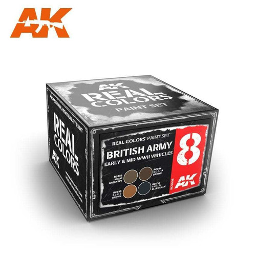RCS8 Real Colors  British Army Early 6 & Mid WWII Vehicles Acrylic Lacquer Paint Set (4) 10ml Bottles RCS8 Real Colors  British Army Early 6 & Mid WWII Vehicles Acrylic Lacquer Paint Set (4) 10ml Bottles