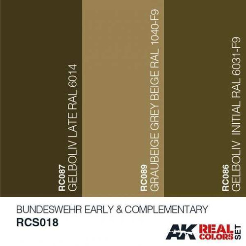 RCS18 Real Colors  Bundeswehr Early & Complementary Acrylic Lacquer Paint Set (3) 10ml Bottles RCS18 Real Colors  Bundeswehr Early & Complementary Acrylic Lacquer Paint Set (3) 10ml Bottles