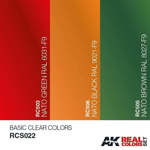 RCS22 Real Colors  Basic Clear Colors Acrylic Lacquer Paint Set (3) 10ml Bottles RCS22 Real Colors  Basic Clear Colors Acrylic Lacquer Paint Set (3) 10ml Bottles