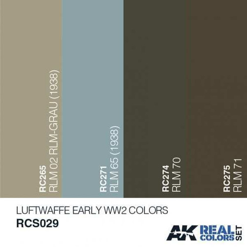 RCS29 Real Colors  Luftwaffe Early WWII Acrylic Lacquer Paint Set (4) 10ml Bottles RCS29 Real Colors  Luftwaffe Early WWII Acrylic Lacquer Paint Set (4) 10ml Bottles