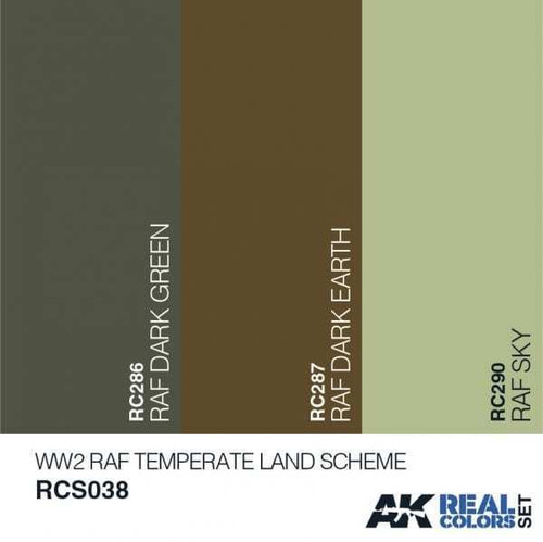 RCS38 Real Colors  WWII RAF Temperate Land Scheme Acrylic Lacquer Paint Set (3) 10ml Bottles RCS38 Real Colors  WWII RAF Temperate Land Scheme Acrylic Lacquer Paint Set (3) 10ml Bottles