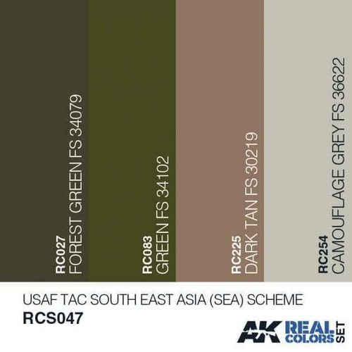 RCS47 Real Colors  USAF TAC South East Asia (SEA) Scheme Acrylic Lacquer Paint Set (4) 10ml Bottles RCS47 Real Colors  USAF TAC South East Asia (SEA) Scheme Acrylic Lacquer Paint Set (4) 10ml Bottles