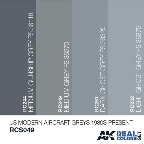 RCS49 Real Colors  US Modern Aircraft 1980s-Present Acrylic Lacquer Paint Set (4) 10ml Bottles RCS49 Real Colors  US Modern Aircraft 1980s-Present Acrylic Lacquer Paint Set (4) 10ml Bottles
