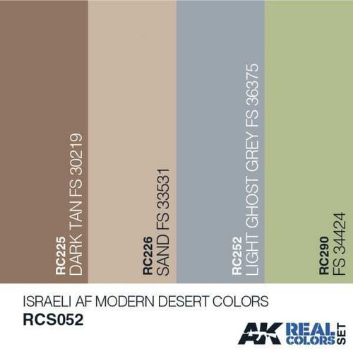 RCS52 Real Colors  Israeli AF Modern Desert Acrylic Lacquer Paint Set (4) 10ml Bottles RCS52 Real Colors  Israeli AF Modern Desert Acrylic Lacquer Paint Set (4) 10ml Bottles
