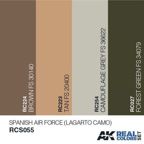 RCS55 Real Colors  FAE (Lagarto Camo) AF Acrylic Lacquer Paint Set (4) 10ml Bottles RCS55 Real Colors  FAE (Lagarto Camo) AF Acrylic Lacquer Paint Set (4) 10ml Bottles