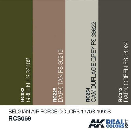 RCS69 Real Colors  Belgian Air Force 1970s-1990s Acrylic Lacquer Paint Set (4) 10ml Bottles