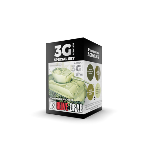 11643 Modulation US Olive Drab Acrylics 3G AFV Set 11643 Modulation US Olive Drab Acrylics 3G AFV Set