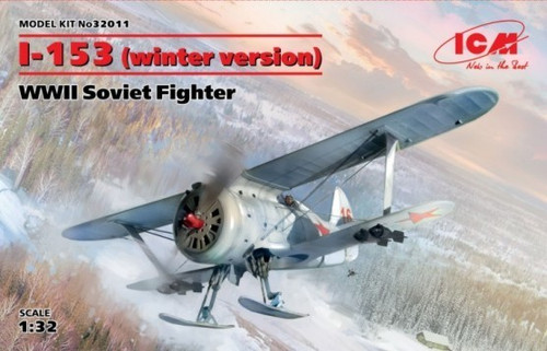 32011 WWII Soviet I153 Chaika Biplane w/Skis Fighter (Winter Version) 1/32