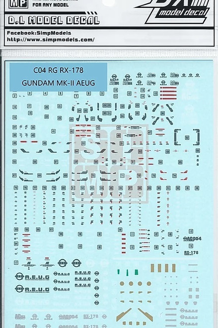 0614C04 Water Decals RG RX-178 Gundam MK-II AEUG 1/144 0614C04 Water Decals RG RX-178 Gundam MK-II AEUG 1/144