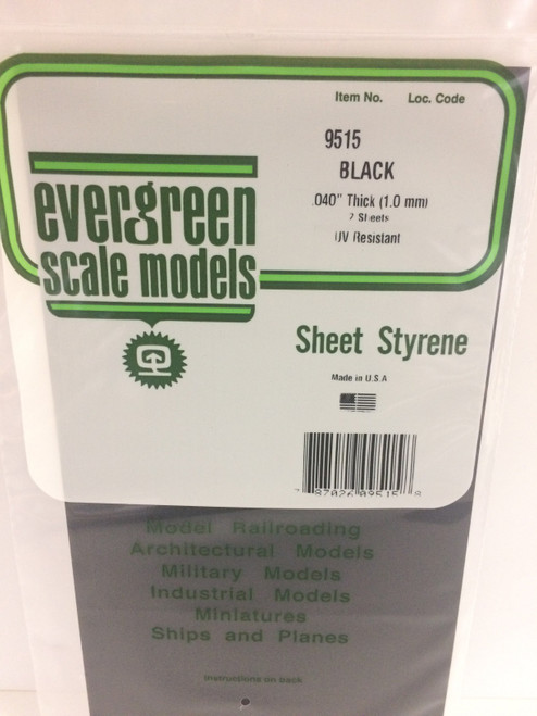 (D) 9515 Black Styrene Sheets  .04 x6x12 2