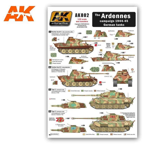 802 Decal The Ardennes Campaign 1944-45 German Tanks 1/35