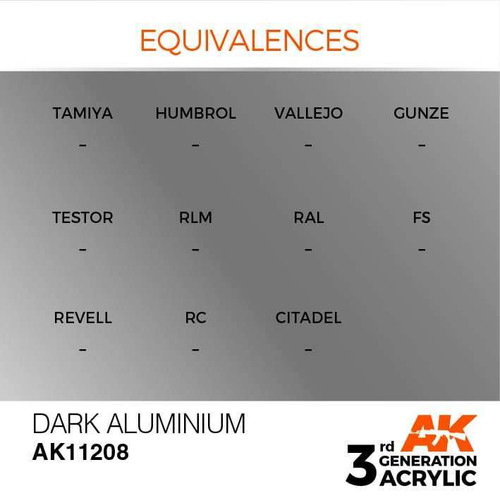 AKI11208 AK Interactive 3rd Gen Acrylic Dark Aluminium 17ml