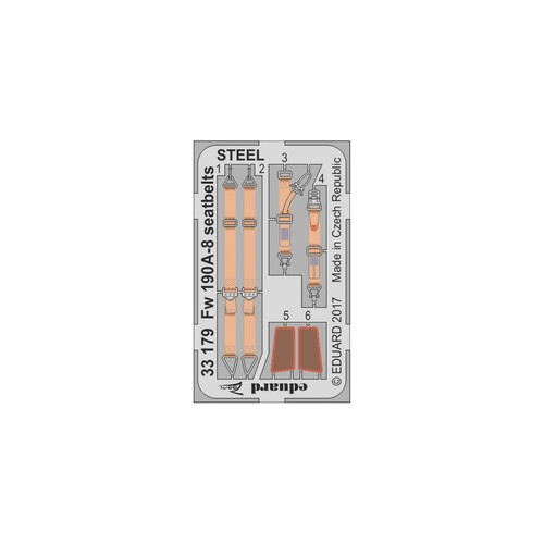 (SO) EDU33179 1:32 Eduard Color Zoom PE - Fw 190A-8 Seatbelts [STEEL] (REV kit)