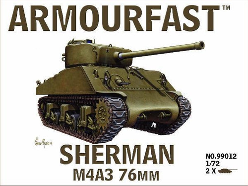 99012 M4A3 Sherman 76mm 1/72 Pack includes 2 snap together tank kits