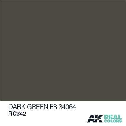 (D) AK Interactive RC342 Real Colors Dark Green FS 34064 model paint 10ml at MRS Hobby Shop Sandy, Utah, 84070