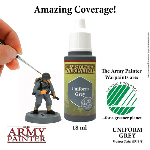 ARMWP1118 Uniform Grey -Acrylic Paint for Miniatures in 18 ml Dropper Bottle