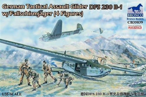 BOM35039  German DFS230B1 Tactical Assault Glider w/4 Paratroopers 1/35