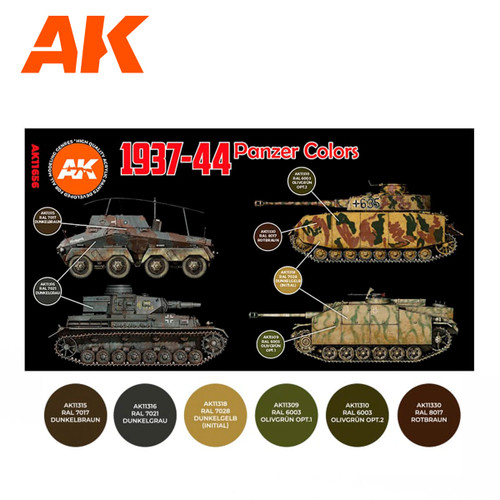AKI11656 AFV Series: German War 1937-44 Acrylic Paint Set (6 Colors) 17ml Bottles at MRS Hobby Shop, sandy utah, 84070