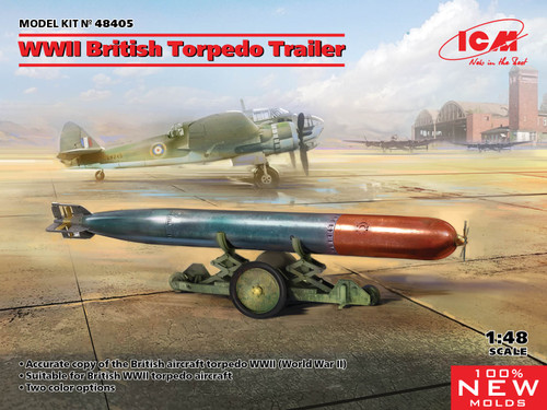 48405 WWII British Torpedo Trailer (100% new molds) 1/48