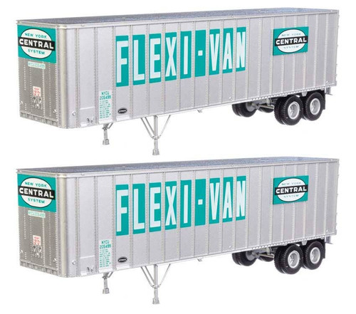 949-2607 Ho Scale Flexi-Van 40' Trailer 2-Pack - Assembled -- New York Central #2 (large Flexi-Van & logo on green; end doors)