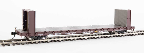910-5817 HO 60' Pullman-Standard Bulkhead Flatcar (48' IL) - Ready to Run -- Trailer-Train #90592 (brown)