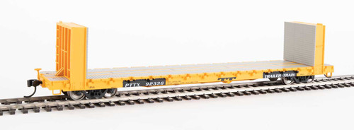 910-5824 HO 60' Pullman-Standard Bulkhead Flatcar (48' IL) - Ready to Run -- Trailer-Train #92336 (yellow)
