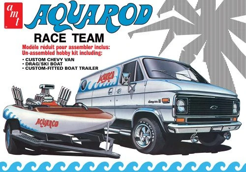 AMT1338  Aqua Rod Race 75' Chevy Van Race Boat Trailer 1/25