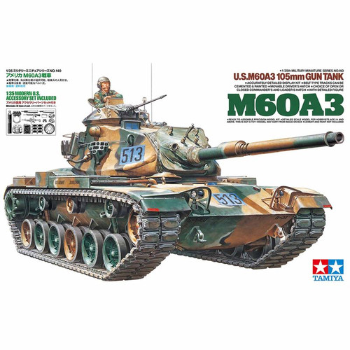TAM35140 Tamiya 1/35 U.S. M60A3 105mm Gun Tank Limited Plastic Model Kit