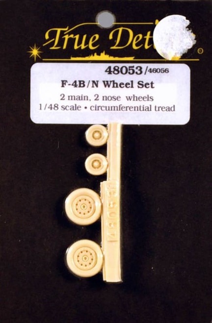TDT48053 1/48 F-4B/N Wheel Set 2 main, 2 nose wheels, Circumferential tread