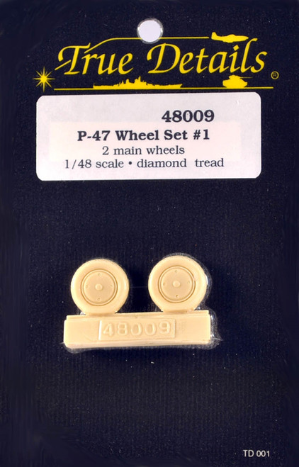 TDT48009 1/48 P-47 Wheel Set #1 2 main wheels diamond tread
