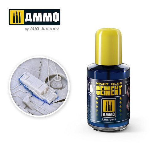 Blue-colour extra-thin cement for use in assembling plastic scale models.
Jar of 30 mL. AMM2045