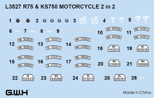LNRL3527 Great Wall Hobby 1/35 WWII German Motorcycle R75 & KS750 2 in 2