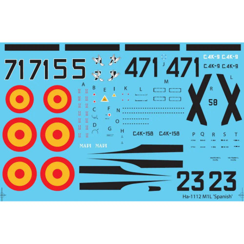 BUC-32004 Attittude Aviation 1/32  Hispano HA-1112M1L Buchon Spanish Air Force decal sheet