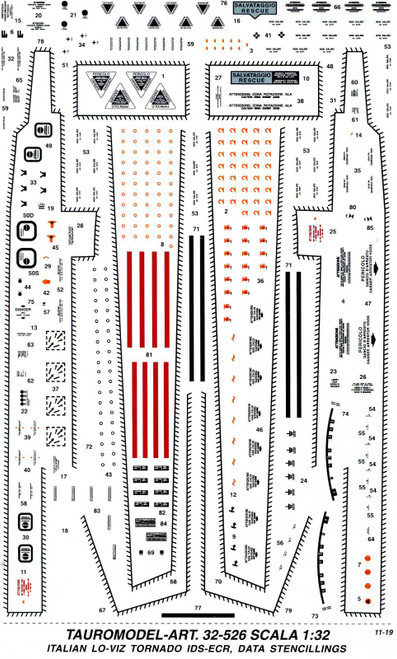 TU32526 Tauro Model 1/32  DATA STENCILLINGS LO-VIZ FOR A.M.I. TORNADO