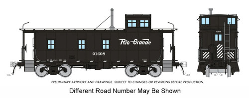RPI225006 HO D&RGW End Cupola As-built Steel Caboose: Black Scheme: #01430