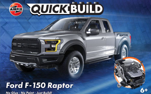 ARXJ6053 Quick Build Ford F150 Raptor Pickup Truck (Grey) (Snap) Plastic Model Kit