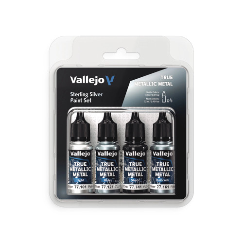 VLJ77251 18ml Sterling Silver True Metallic Metal Paint Set (4 Colors)