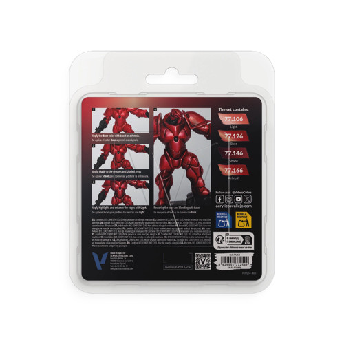 VLJ77254 18ml Ruby Red True Metallic Metal Paint Set (4 Colors)