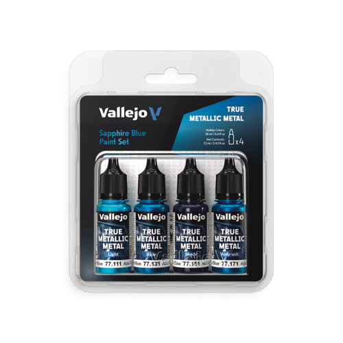 VLJ77256 18ml Sapphire Blue True Metallic Metal Paint Set (4 Colors)